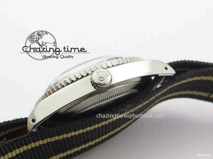 Strap SS Vintage On Dial Black A2836 Date Nylon No 1680 Submariner 0403